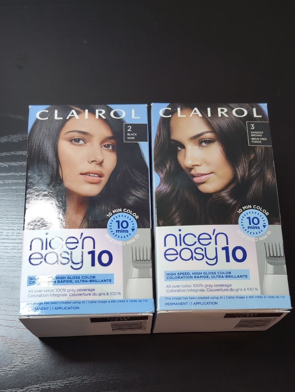 Clairol Nice'n Easy 10 Hair Color - Black / Darkest Brown Set Of 2